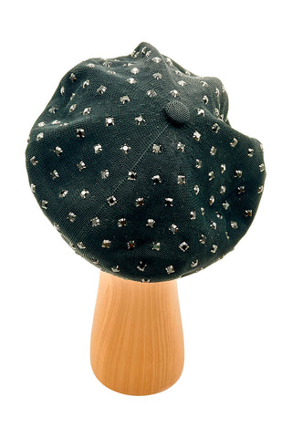 Spring 1993 Todd Oldham Rayon Cap With Black Swarovski Crystals
