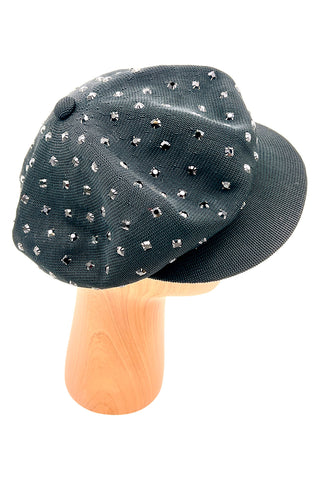 Spring 1993 Todd Oldham Rayon Cap With Black Swarovski Crystals