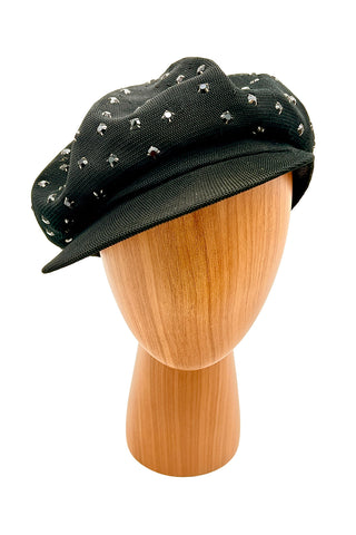 Spring 1993 Todd Oldham Rayon Cap With Black Swarovski Crystals