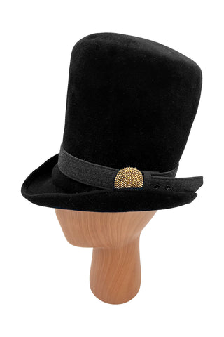 Fall 1997 Todd Oldham Wool Felt Top Hat with 24k Gold Buckle Belt Band
