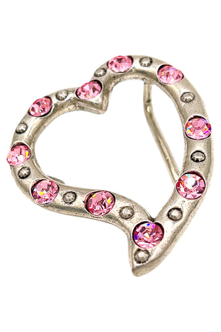 1994 Silver Plated Heart Belt Buckle with Swarovski Crystals