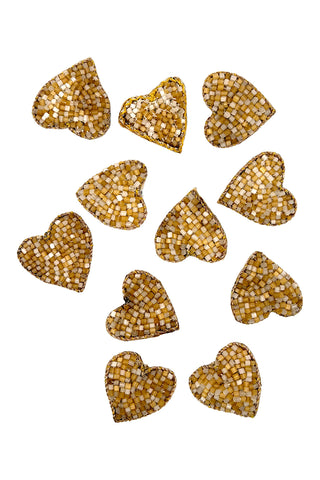 11 Piece hand-Embroidered and Beaded Heart Button Collection