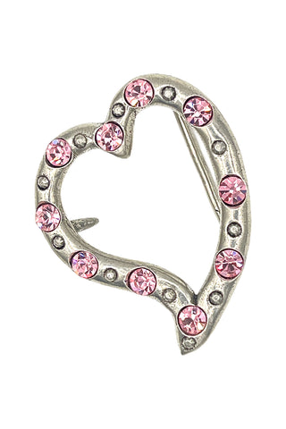 1994 Silver Plated Heart Belt Buckle with Swarovski Crystals