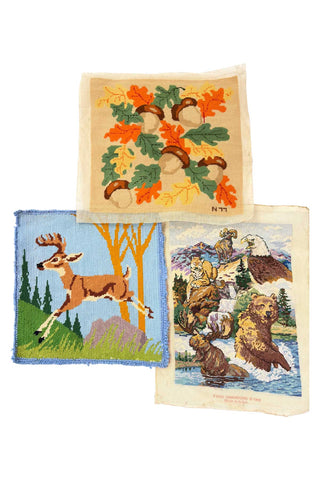 Vintage 1940s-1990s Geometric Needlepoint Trio