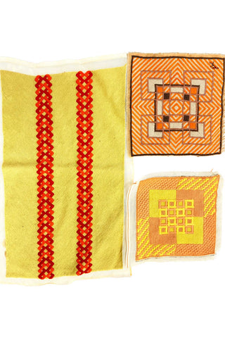 Vintage 1940s-1970s Geometric Needlepoint Trio