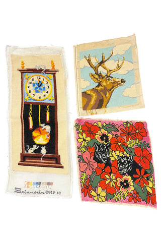 Vintage 1940s-1970s Needlepoint Trio