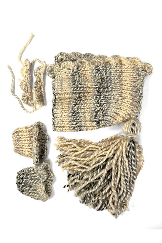 Wool Knit Ponytail Hood and Cuffs