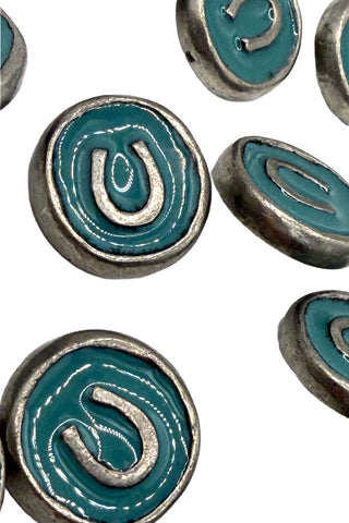 1994 Todd Oldham Lacquered Silver Plated Horseshoe Buttons 16 Piece Set