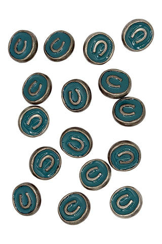 1994 Todd Oldham Lacquered Silver Plated Horseshoe Buttons 16 Piece Set
