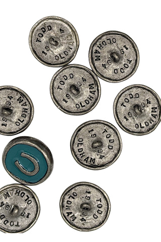 1994 Todd Oldham Lacquered Silver Plated Horseshoe Buttons 16 Piece Set