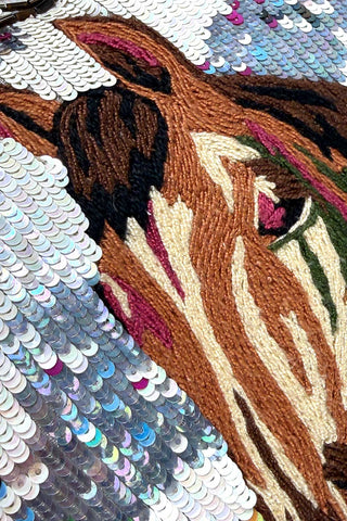 Beaded, Sequined and Embroidered Horse Pillow