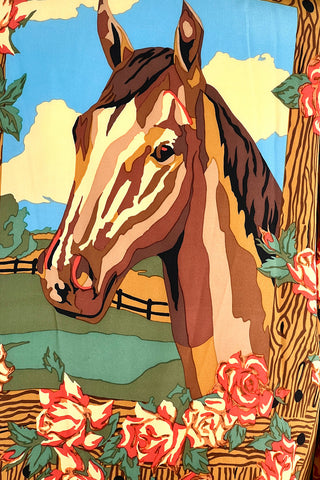 Todd Oldham Silk Charmeuse 1990 Fabric Horse Print Shift Dress