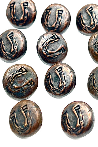 1995 Todd Oldham Ebonized Copper Horse Shoe Buttons, Set of 15