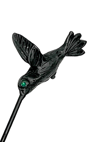 Spring 1994 Ebonized Silver Hummingbird Hairpin With Swarovski Crystal