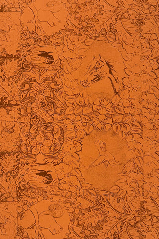 Vintage 1995 Todd Oldham Leather Tooling Print Silk Knit Panel, 4.25 Yards