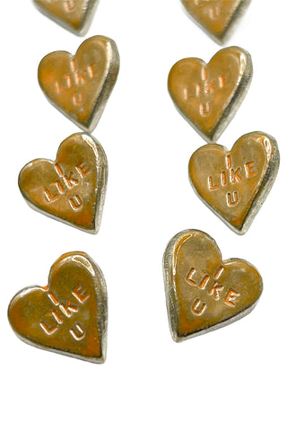 1995 "I Like U" Silver Plated and Lacquered Heart Buttons, Set of 18