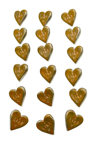 1995 "I Like U" Silver Plated and Lacquered Heart Buttons, Set of 18