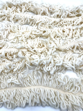 Todd Oldham Studio Off-White Wool Fringe Trim — 6″ Wide Total
