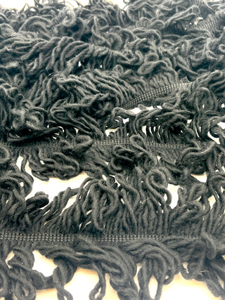 Todd Oldham Studio Black Wool Fringe Trim — 6″ Wide Total