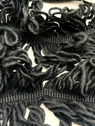 Todd Oldham Studio Black Wool Fringe Trim — 6″ Wide Total