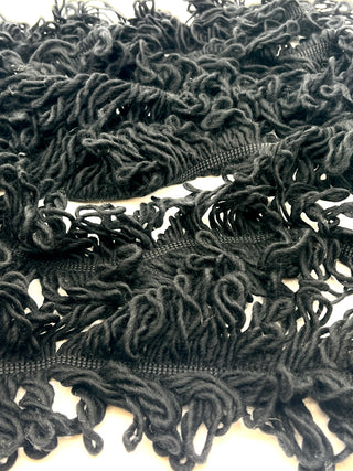 Todd Oldham Studio Black Wool Fringe Trim — 6″ Wide Total