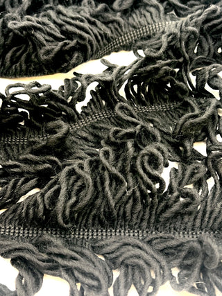 Todd Oldham Studio Black Wool Fringe Trim — 6″ Wide Total