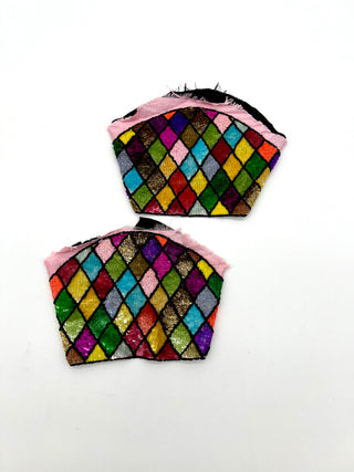 Vintage Todd Oldham Spring 1993  Harlequin Beaded Short Sleeve Pair