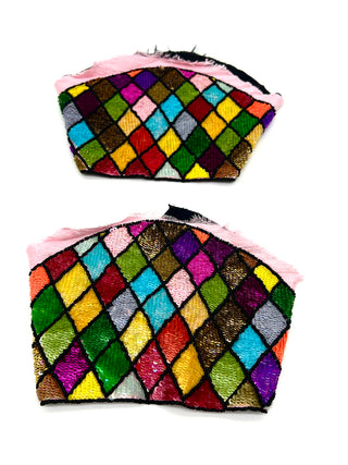 Vintage Todd Oldham Spring 1993  Harlequin Beaded Short Sleeve Pair