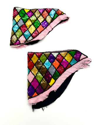 Vintage Todd Oldham Spring 1993  Harlequin Beaded Short Sleeve Pair