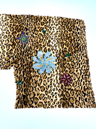 Vintage Todd Oldham Fall 1997 Beading Test Sample on Faux Leopard