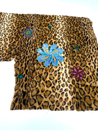 Vintage Todd Oldham Fall 1997 Beading Test Sample on Faux Leopard