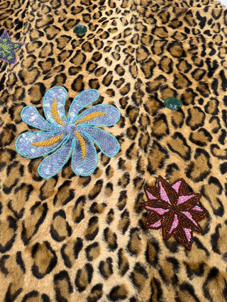 Vintage Todd Oldham Fall 1997 Beading Test Sample on Faux Leopard