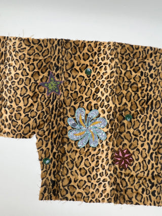 Vintage Todd Oldham Fall 1997 Beading Test Sample on Faux Leopard