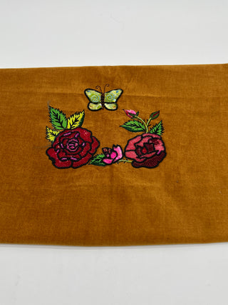Vintage Todd Oldham Spring 1995 Rose Beading & Embroidery Test Sample on Cotton Velveteen