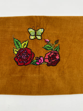 Vintage Todd Oldham Spring 1995 Rose Beading & Embroidery Test Sample on Cotton Velveteen