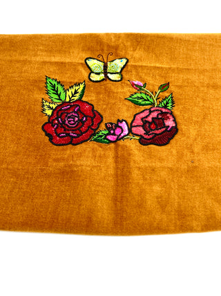 Vintage Todd Oldham Spring 1995 Rose Beading & Embroidery Test Sample on Cotton Velveteen