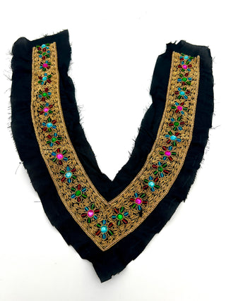 Vintage Todd Oldham Fall 1993 Embellished V-Neck Panel With Gold Bullion Embroidery