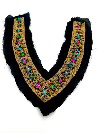 Vintage Todd Oldham Fall 1993 Embellished V-Neck Panel With Gold Bullion Embroidery