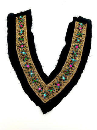 Vintage Todd Oldham Fall 1993 Embellished V-Neck Panel With Gold Bullion Embroidery