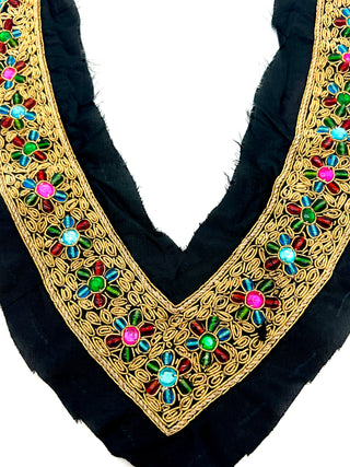 Vintage Todd Oldham Fall 1993 Embellished V-Neck Panel With Gold Bullion Embroidery