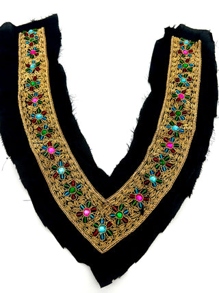 Vintage Todd Oldham Fall 1993 Embellished V-Neck Panel With Gold Bullion Embroidery