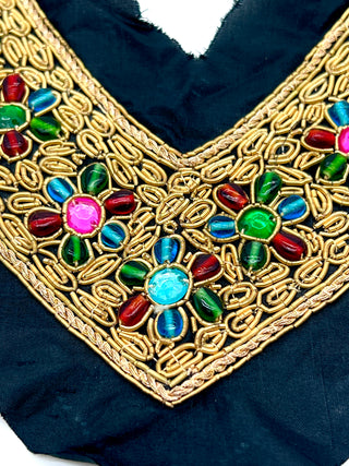 Vintage Todd Oldham Fall 1993 Embellished V-Neck Panel With Gold Bullion Embroidery