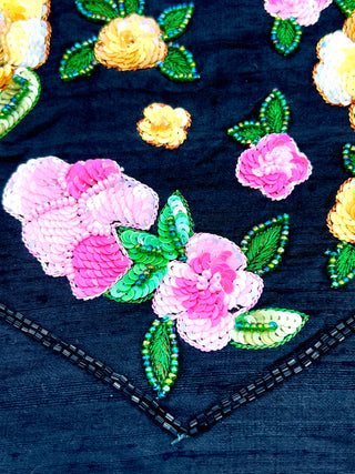 beaded floral vest