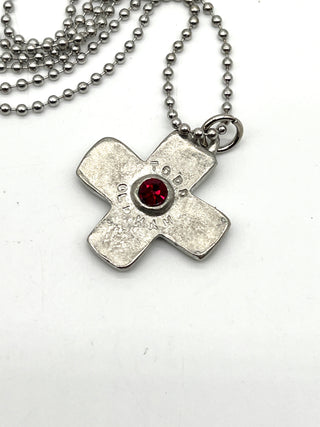 Vintage 1993 Todd Oldham Iconic Silver Plated Plus Sign Diamond Swarovski Crystal Charm Necklace 