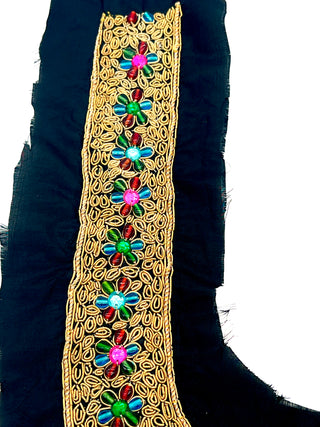 Vintage Todd Oldham Fall 1993 Embellished U-Neck Panel With Gold Bullion Embroidery