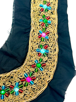 Vintage Todd Oldham Fall 1993 Embellished U-Neck Panel With Gold Bullion Embroidery