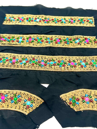 Vintage Todd Oldham Fall 1993 Gold Bullion Beaded Garment Embellishments — 5-Piece Set