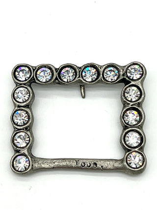 Vintage Spring 1995 Diamond Swarovski Crystal Silver Plated Belt Buckle