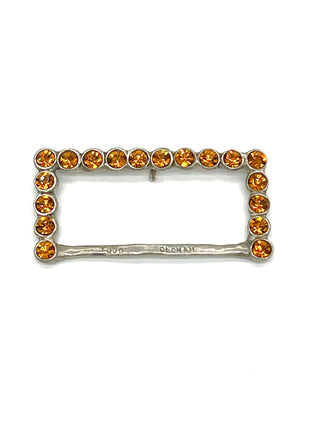 Vintage Spring 1995 Todd Oldham Amber Swarovski Crystal Silver Plated Belt Buckle