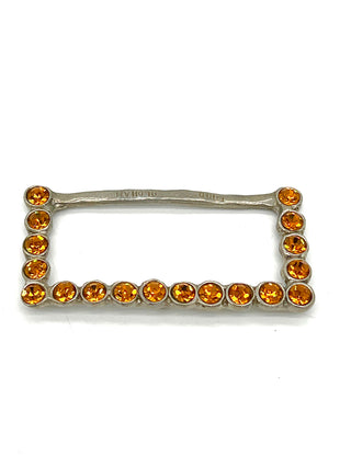 Vintage Spring 1995 Todd Oldham Amber Swarovski Crystal Silver Plated Belt Buckle